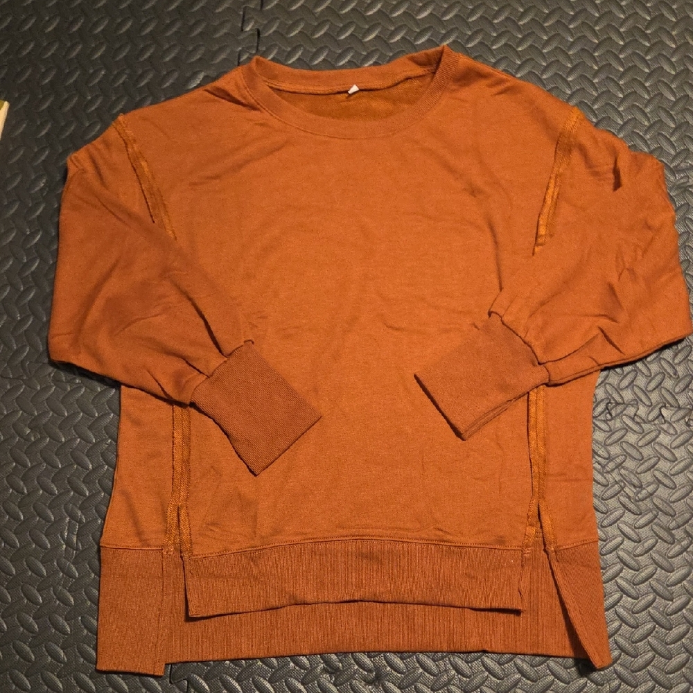 Rust Orange Casual Sweatshirt Size S Crewneck Long Sleeve